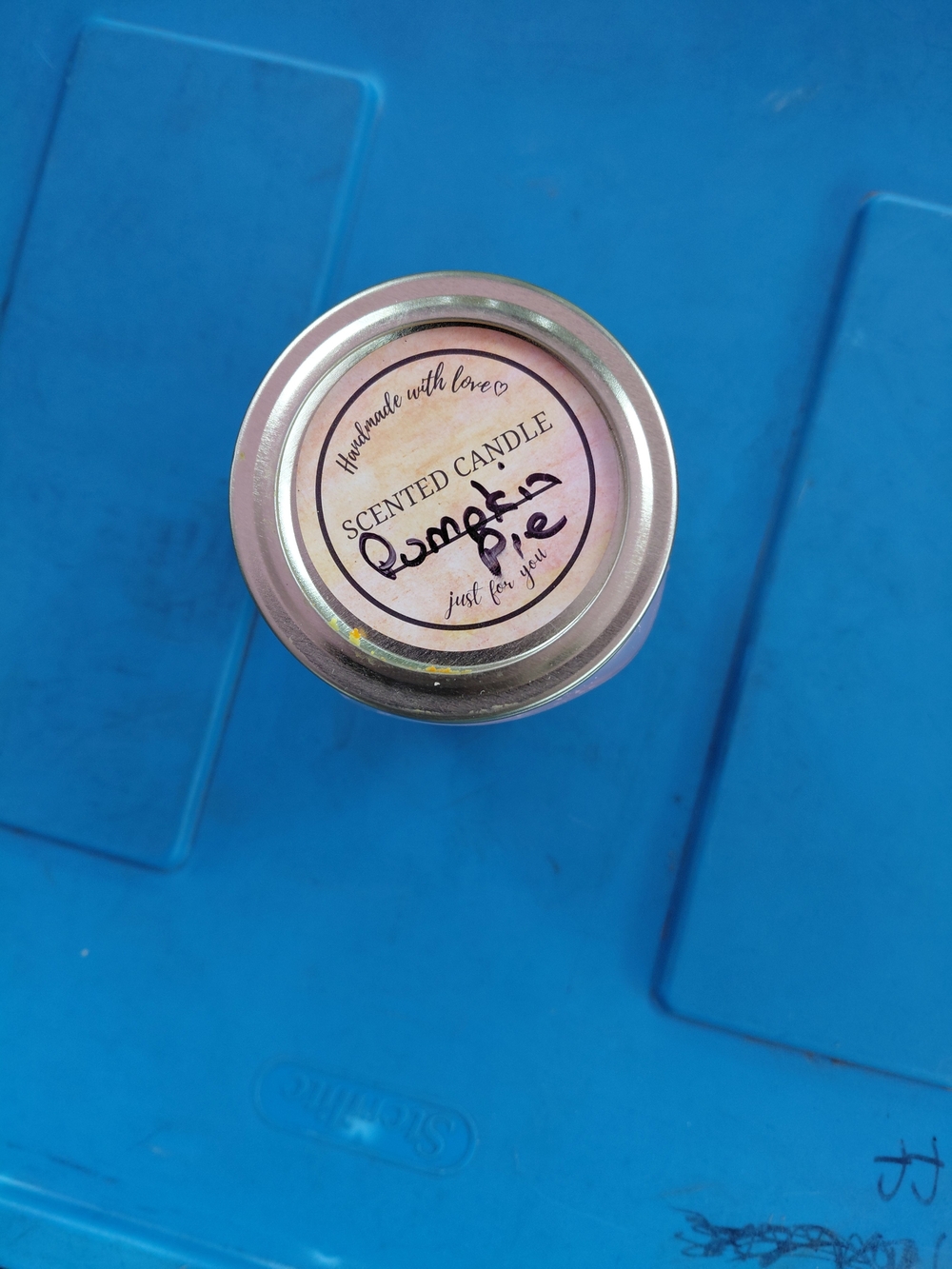 Handmade Pumpkin Pie Scented Candle in Silver Tin
